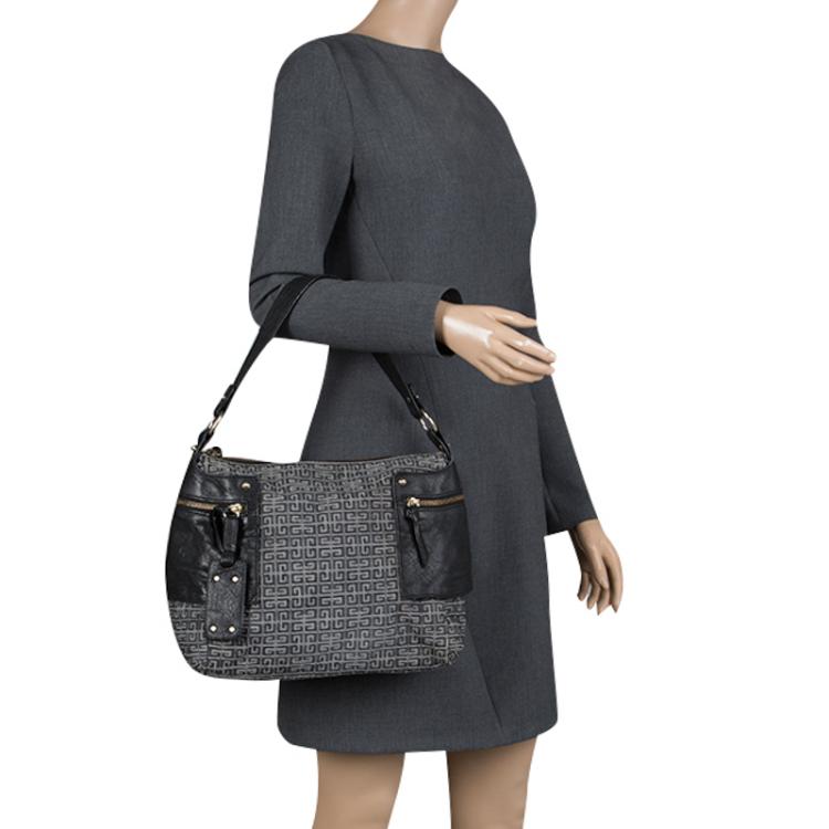 Pre Owned Givenchy Grey Monogram Fabric Shoulder Bag