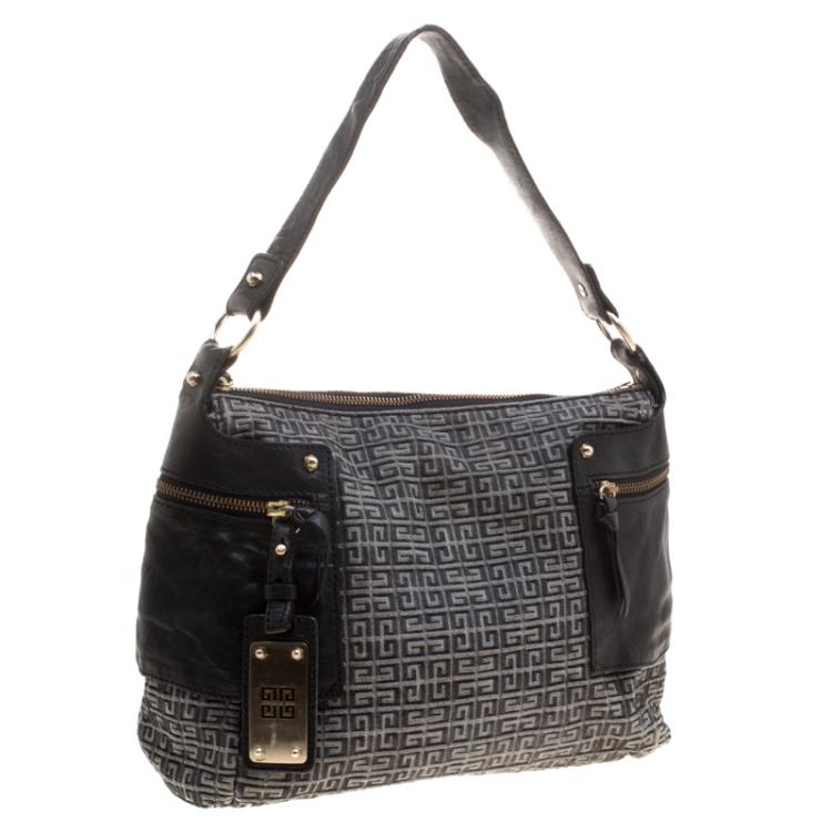 Pre Owned Givenchy Grey Monogram Fabric Shoulder Bag
