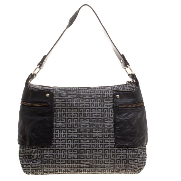Pre Owned Givenchy Grey Monogram Fabric Shoulder Bag