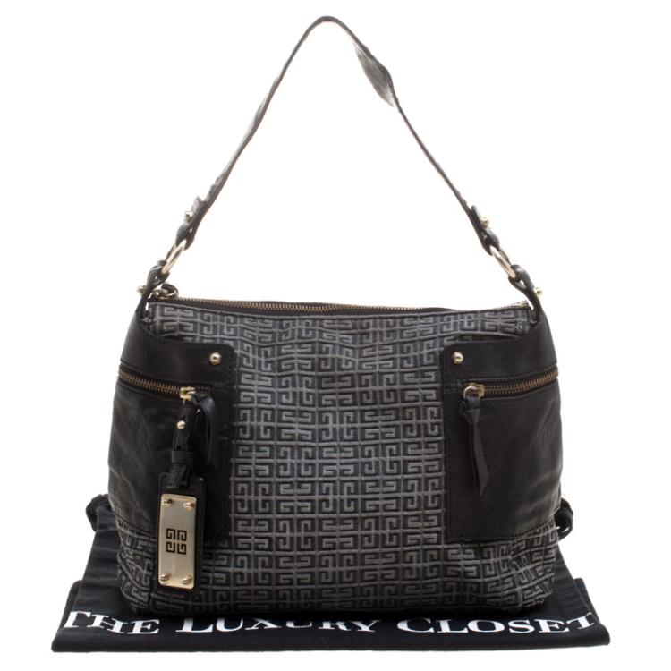 Pre Owned Givenchy Grey Monogram Fabric Shoulder Bag