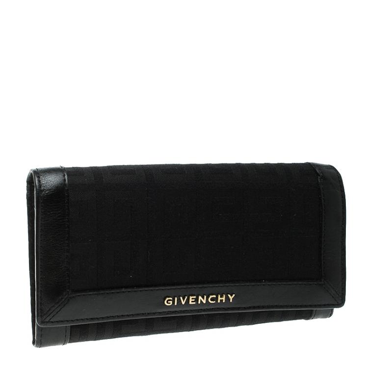 Pre Owned Givenchy Black Fabric Signature Long Wallet