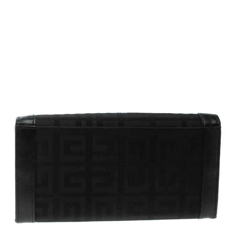 Pre Owned Givenchy Black Fabric Signature Long Wallet