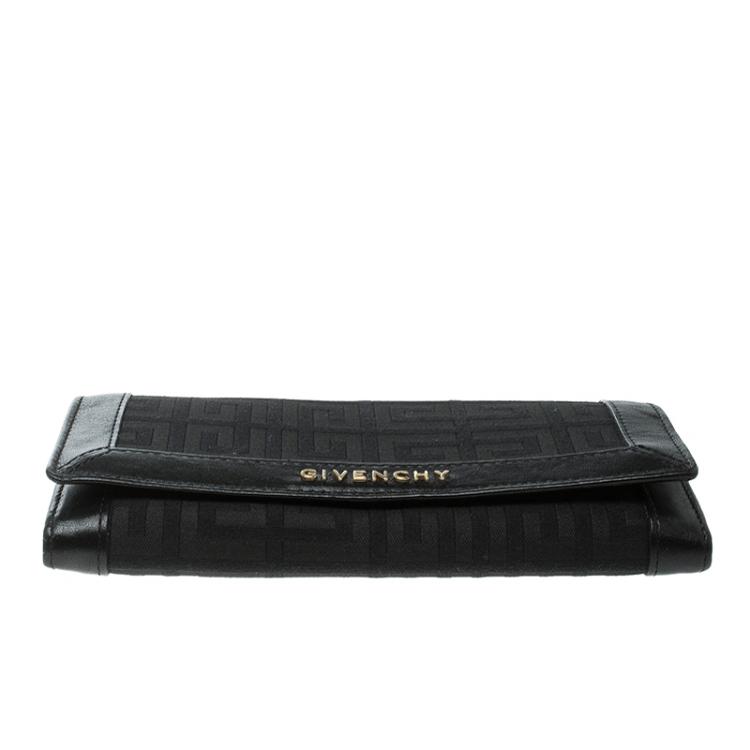 Pre Owned Givenchy Black Fabric Signature Long Wallet