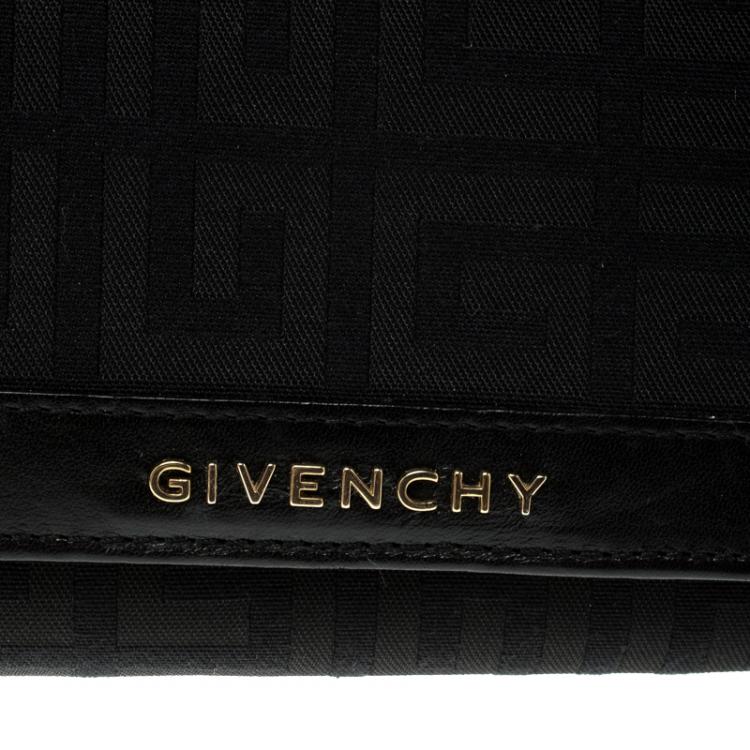 Pre Owned Givenchy Black Fabric Signature Long Wallet