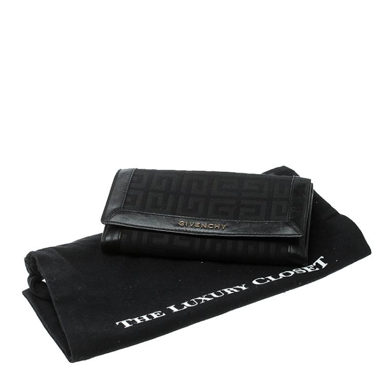Pre Owned Givenchy Black Fabric Signature Long Wallet