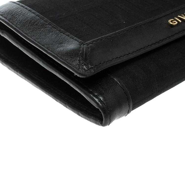 Pre Owned Givenchy Black Fabric Signature Long Wallet