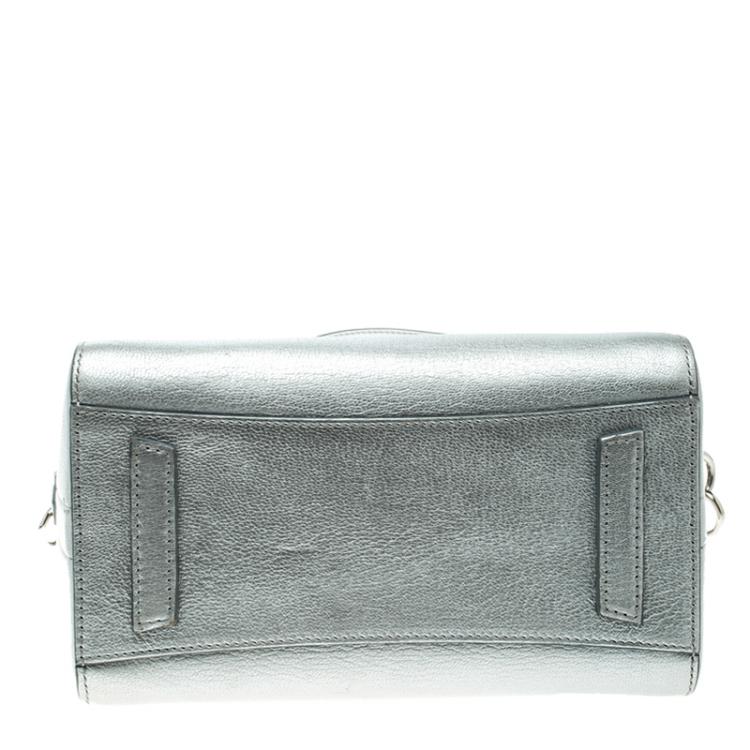 Pre Owned Givenchy Silver Leather Mini Antigona Satchel