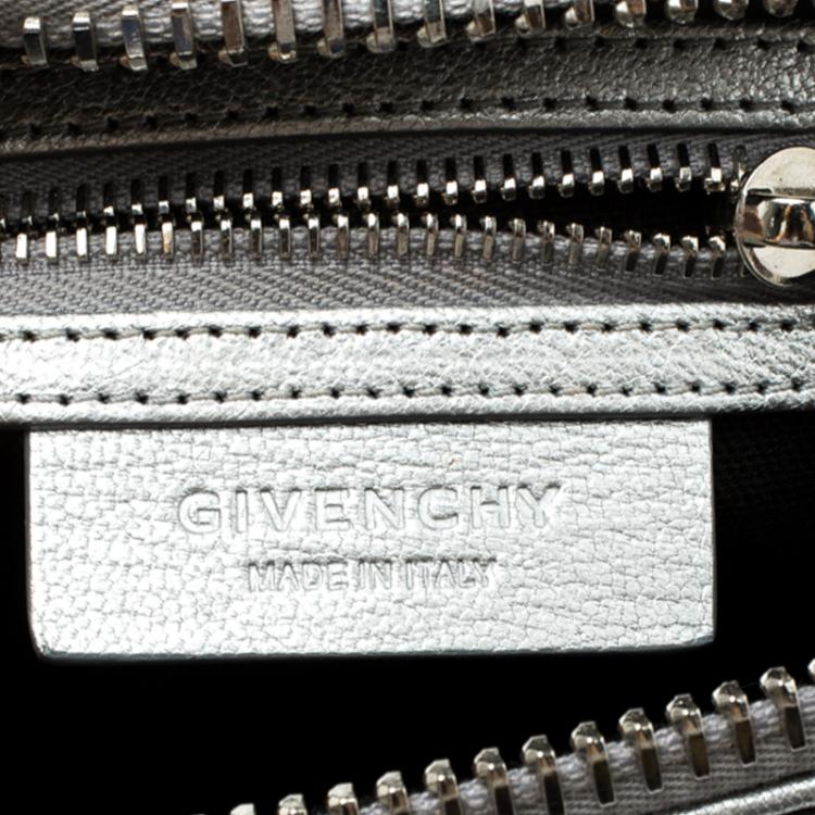 Pre Owned Givenchy Silver Leather Mini Antigona Satchel