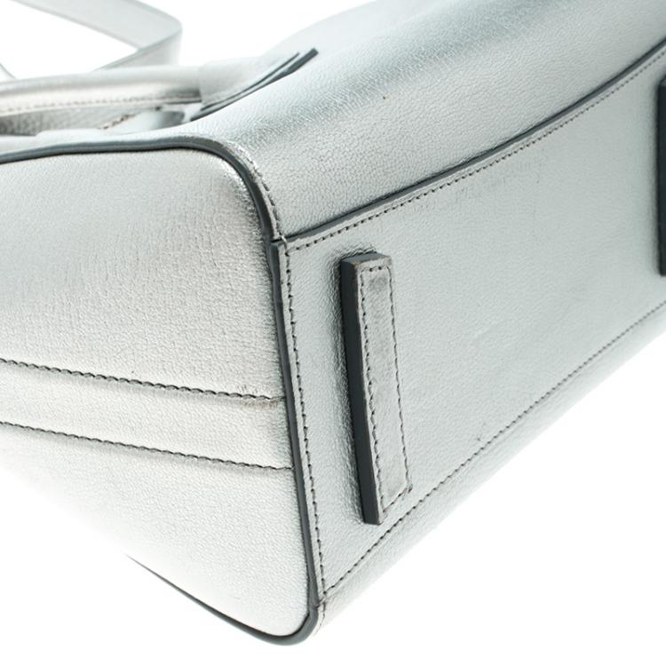 Pre Owned Givenchy Silver Leather Mini Antigona Satchel