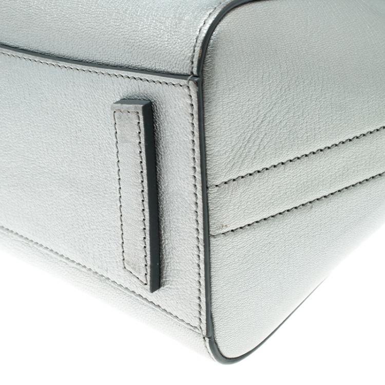 Pre Owned Givenchy Silver Leather Mini Antigona Satchel