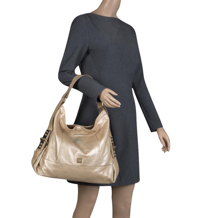 Pre Owned Givenchy Metallic Gold Leather Hobo