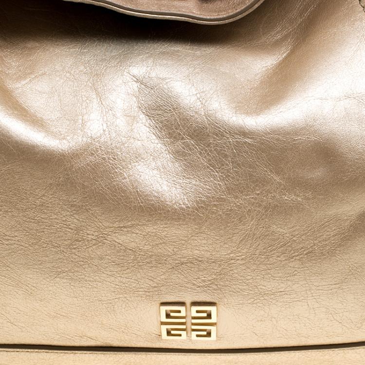Pre Owned Givenchy Metallic Gold Leather Hobo