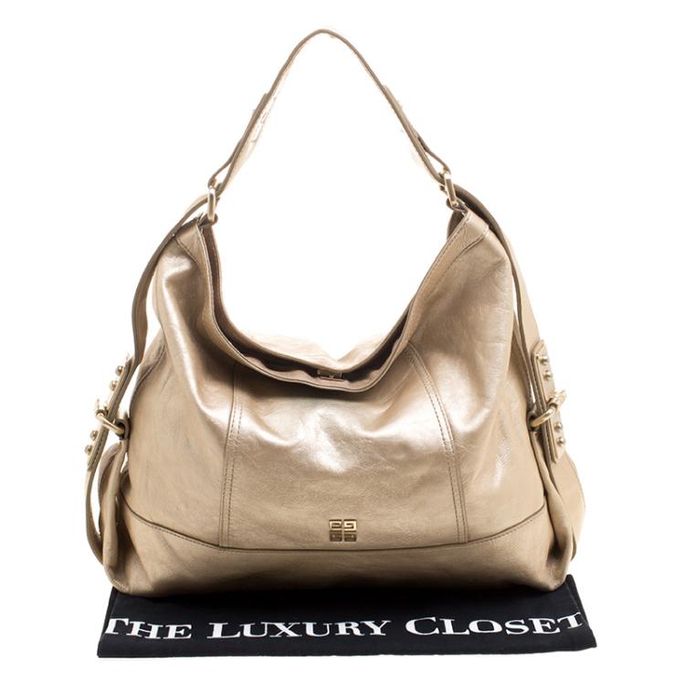 Pre Owned Givenchy Metallic Gold Leather Hobo