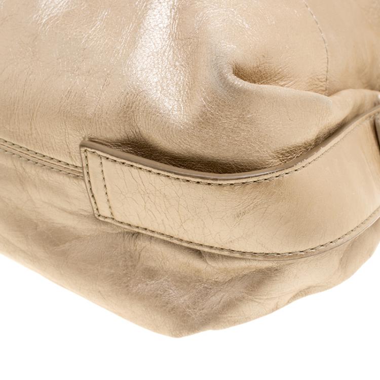 Pre Owned Givenchy Metallic Gold Leather Hobo