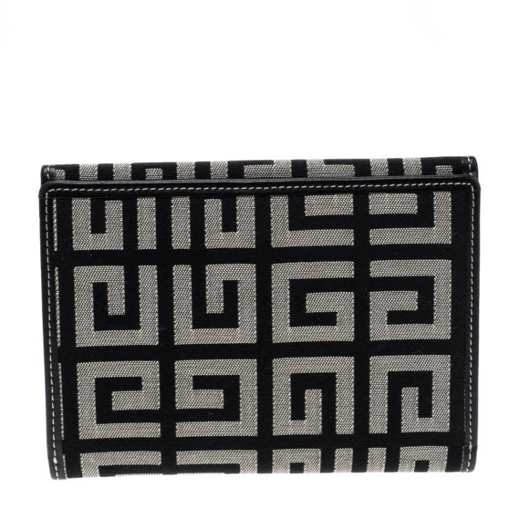 Pre Owned Givenchy Beige/Black Canvas Compact Wallet