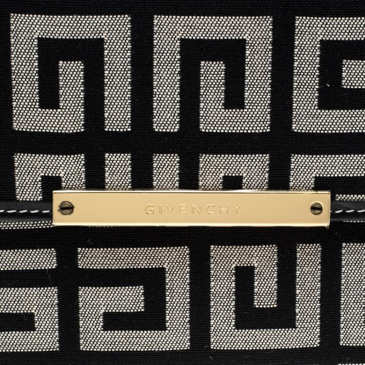 Pre Owned Givenchy Beige/Black Canvas Compact Wallet