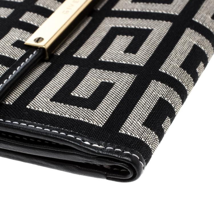 Pre Owned Givenchy Beige/Black Canvas Compact Wallet