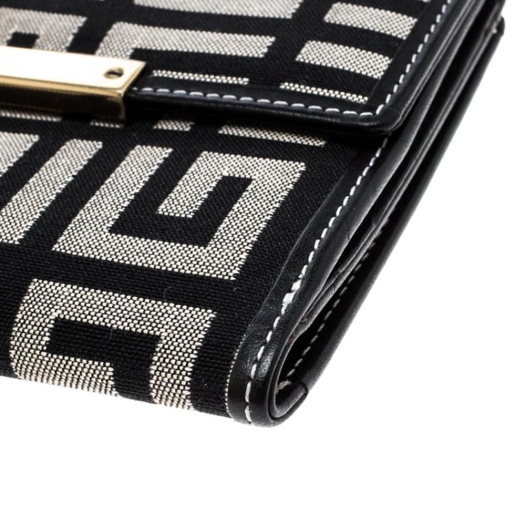 Pre Owned Givenchy Beige/Black Canvas Compact Wallet