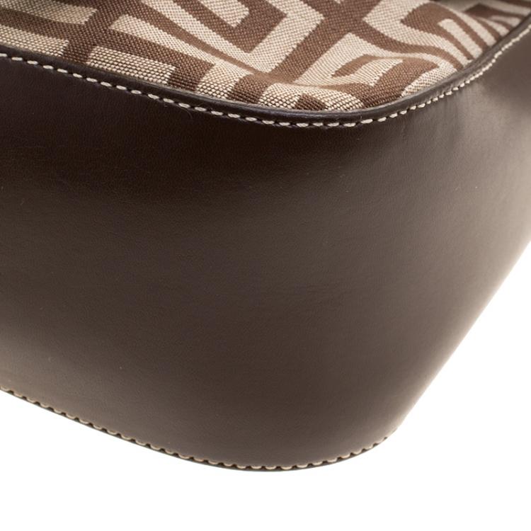 Pre Owned Givenchy Beige/Brown Canvas and Leather Shoulder Bag