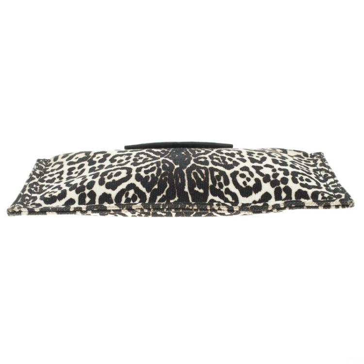 Pre Owned Givenchy Black/White Leopard Print Canvas Antigona Pouch