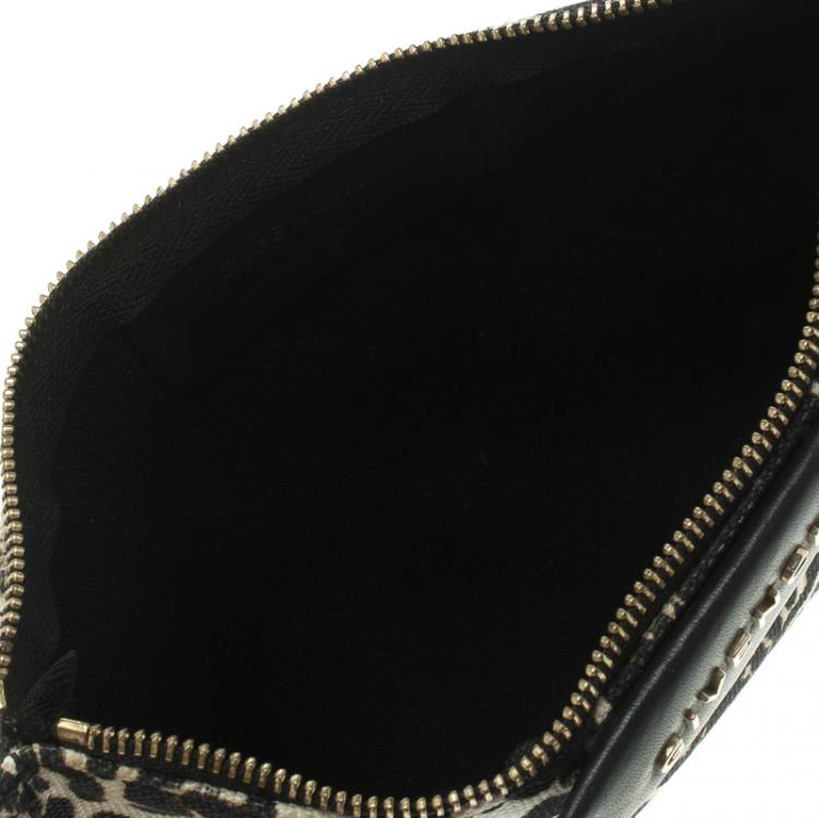 Pre Owned Givenchy Black/White Leopard Print Canvas Antigona Pouch