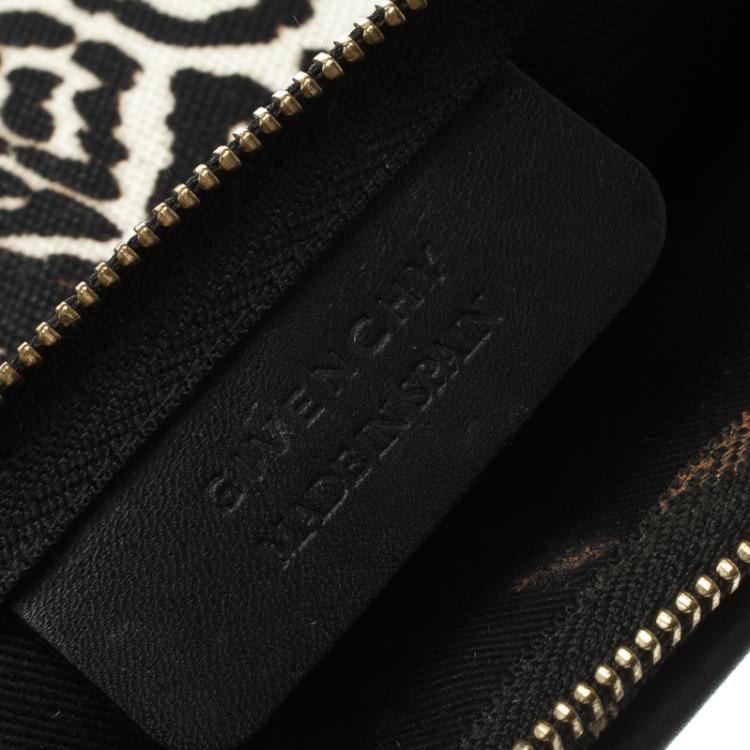 Pre Owned Givenchy Black/White Leopard Print Canvas Antigona Pouch