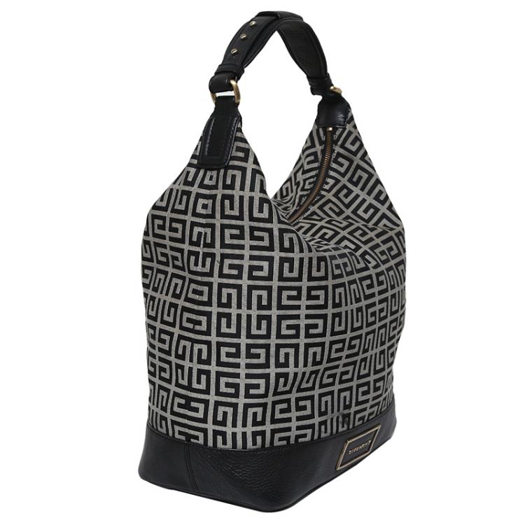 Pre Owned Givenchy Black Monogram Canvas/Leather Shoulder Bag