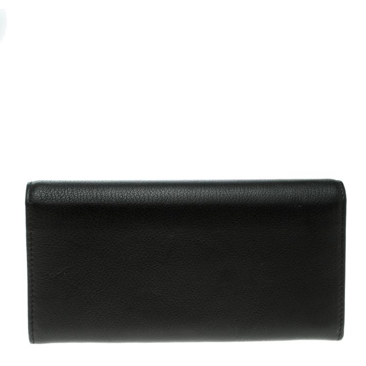 Pre Owned Givenchy Black Leather Pandora Long Flap Wallet