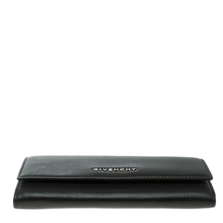 Pre Owned Givenchy Black Leather Pandora Long Flap Wallet