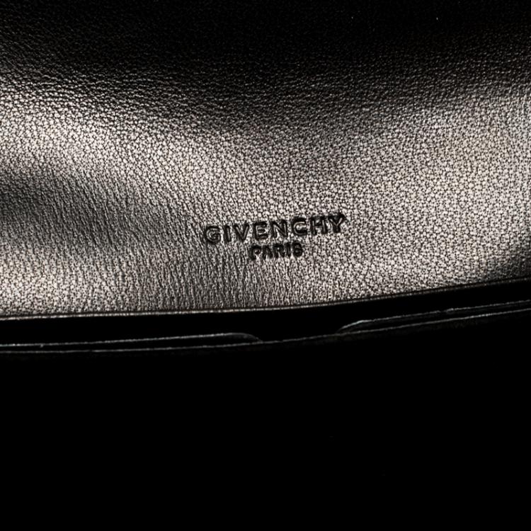 Pre Owned Givenchy Black Leather Pandora Long Flap Wallet
