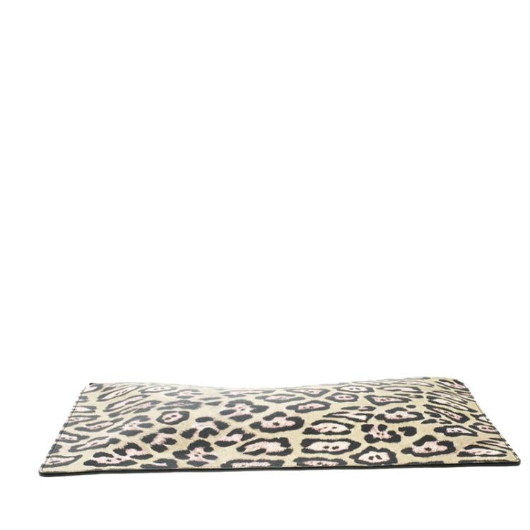 Pre Owned Givenchy Multicolor Leopard Print Coated Canvas Zip Pouch Clutch