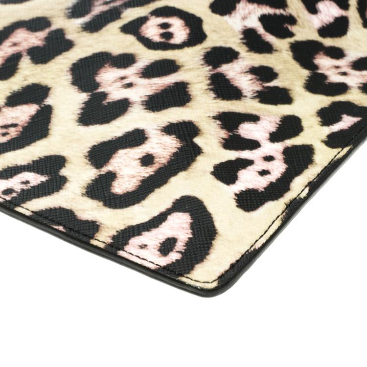 Pre Owned Givenchy Multicolor Leopard Print Coated Canvas Zip Pouch Clutch