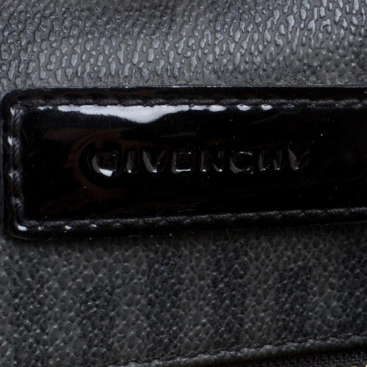 Pre Owned Givenchy Dark Grey/Black Coated Canvas Logo Print Antigona Shopper Tote