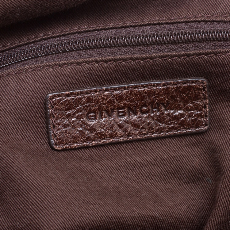 Pre Owned Givenchy Multicolor Denim and Leather Logo Print Hobo