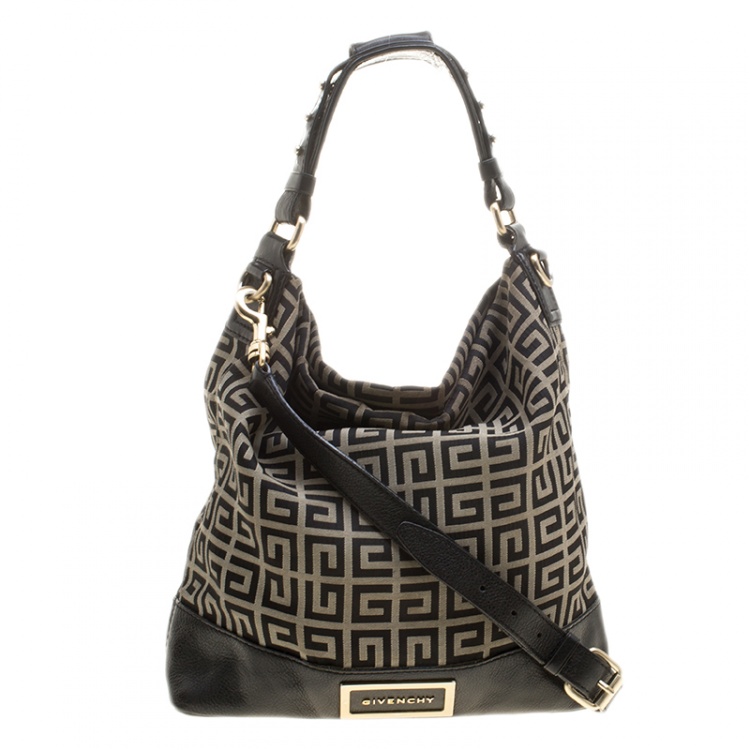 مملوكة مسبقًا Givenchy Grey/Black Monogram Canvas and Leather Hobo 