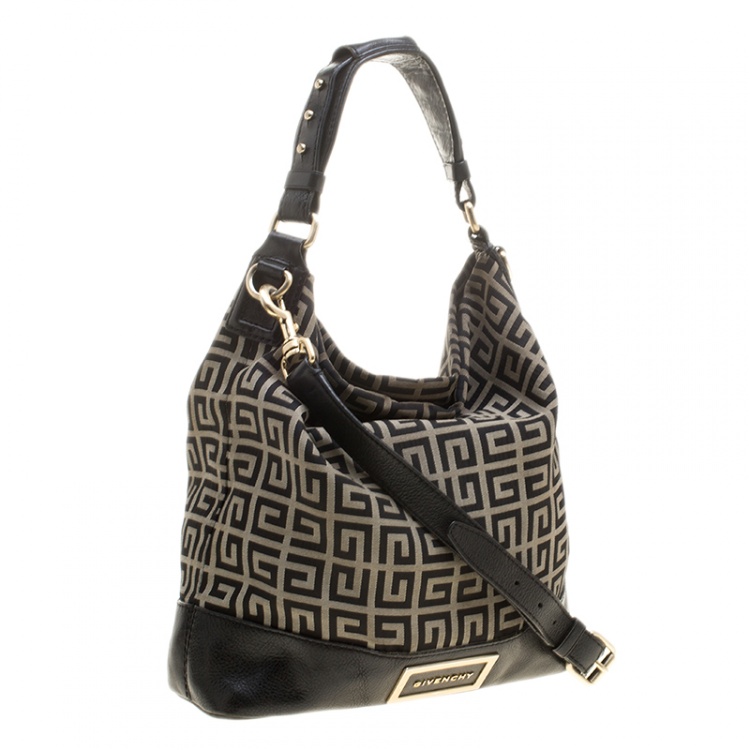 مملوكة مسبقًا Givenchy Grey/Black Monogram Canvas and Leather Hobo 