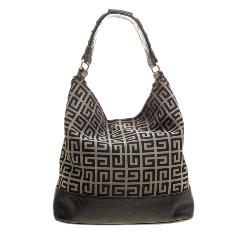 مملوكة مسبقًا Givenchy Grey/Black Monogram Canvas and Leather Hobo 