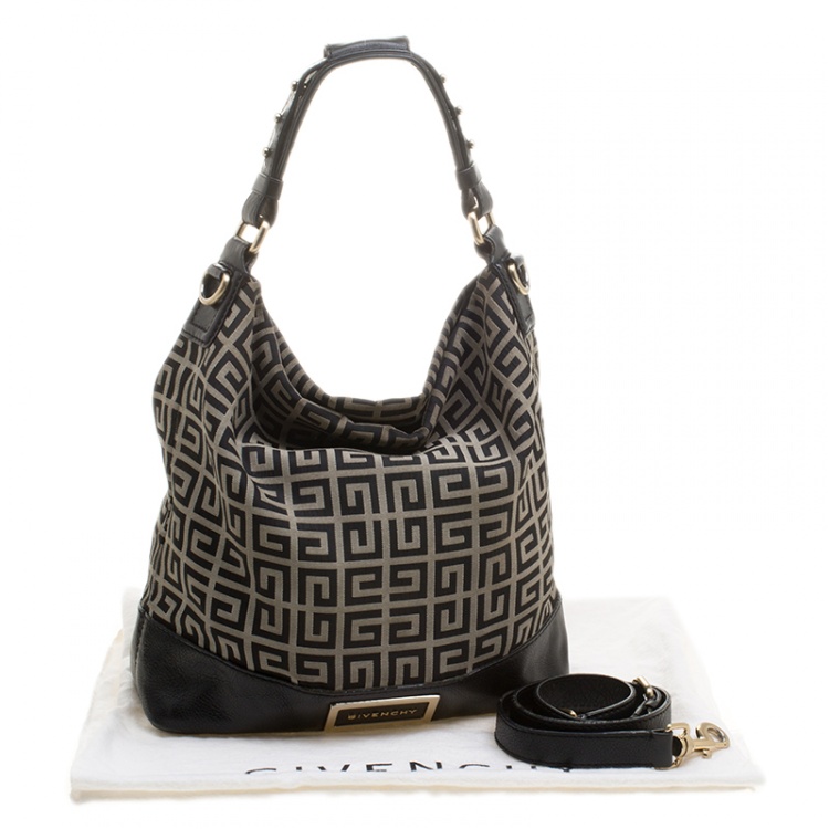 مملوكة مسبقًا Givenchy Grey/Black Monogram Canvas and Leather Hobo 