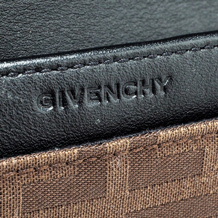 Pre Owned Givenchy Brown/Black Fabric Signature Long Wallet