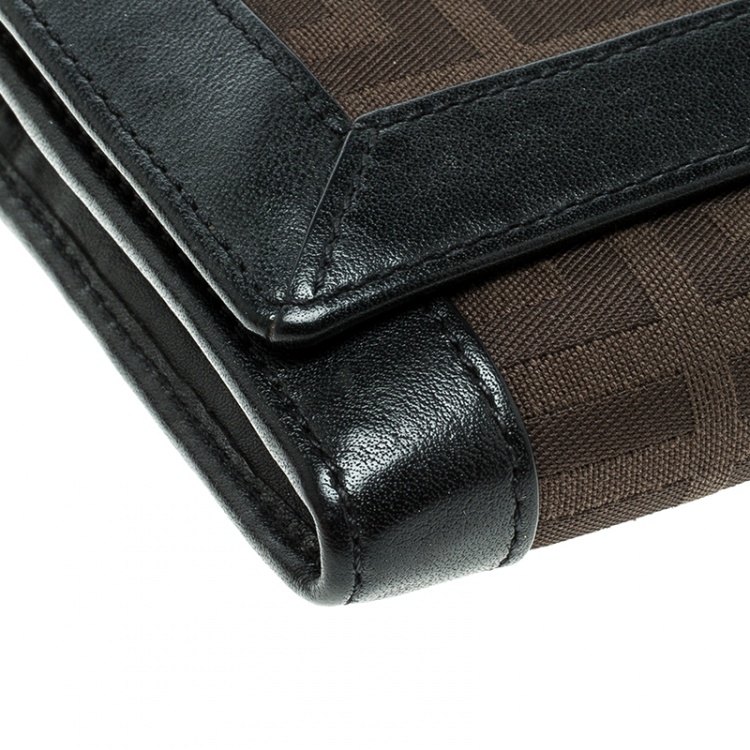 Pre Owned Givenchy Brown/Black Fabric Signature Long Wallet