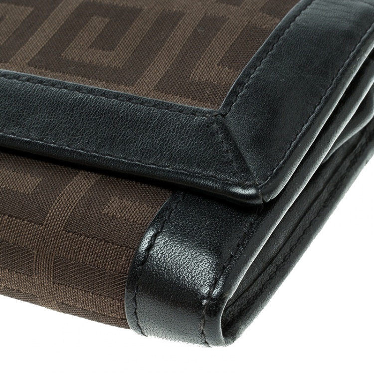 Pre Owned Givenchy Brown/Black Fabric Signature Long Wallet