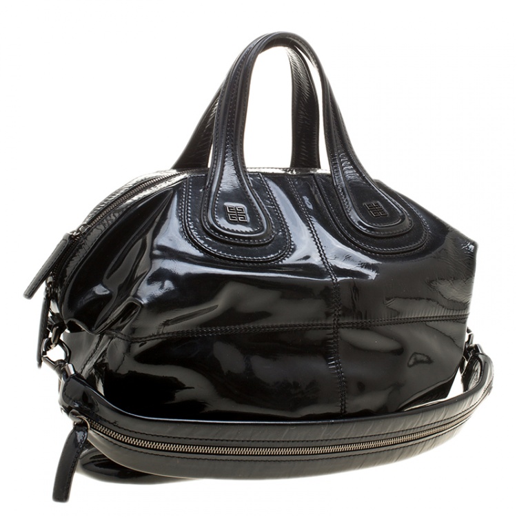 Pre Owned Givenchy Black Patent Leather Medium Nightingale Tote