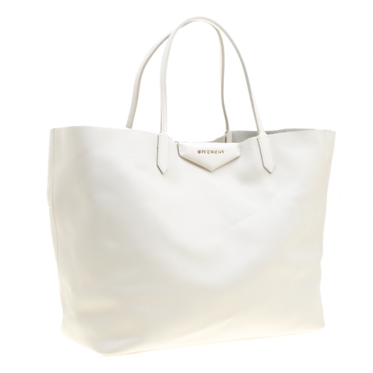 Pre Owned Givenchy Off White Leather Large Antigona Shopping Tote