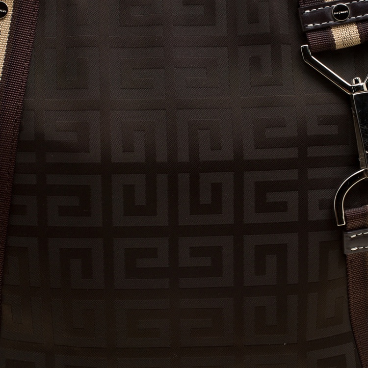 Pre Owned Givenchy Khaki/Brown Signature Nylon and Leather Tote