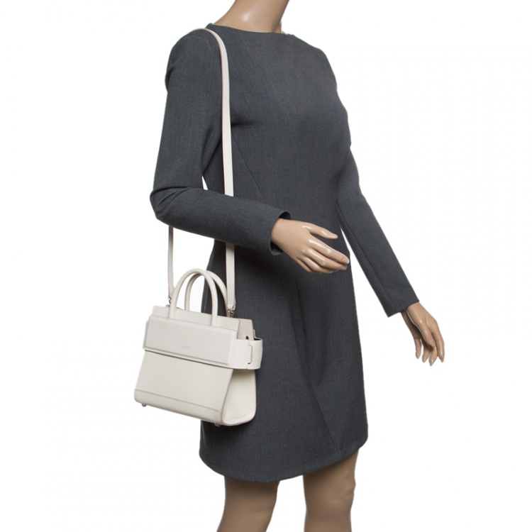 Pre Owned Givenchy Off White Leather Mini Horizon Crossbody Bag