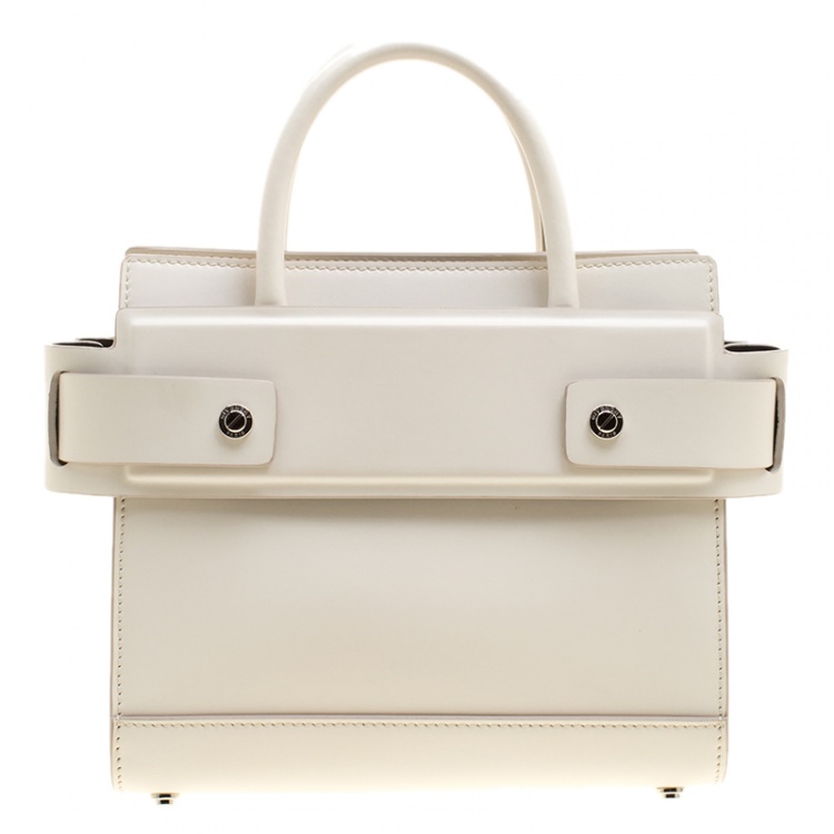 Pre Owned Givenchy Off White Leather Mini Horizon Crossbody Bag