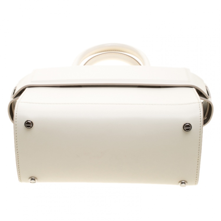 Pre Owned Givenchy Off White Leather Mini Horizon Crossbody Bag