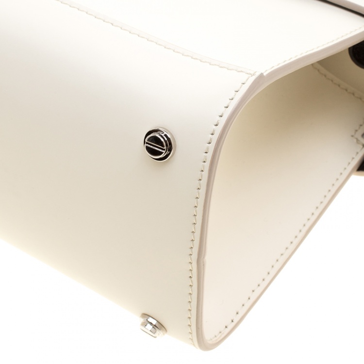 Pre Owned Givenchy Off White Leather Mini Horizon Crossbody Bag