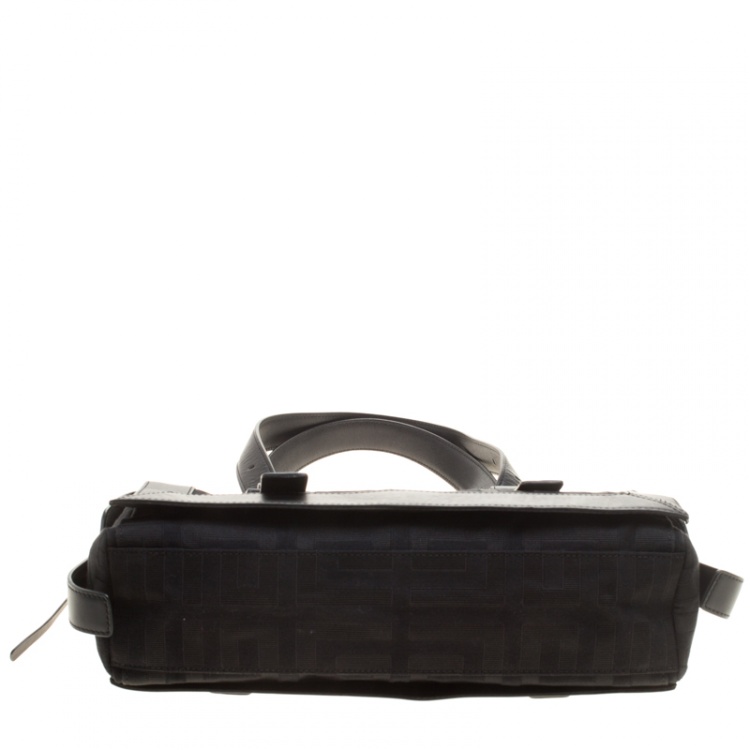 Pre Owned Givenchy Black Signature Canvas and Leather Boston Bag