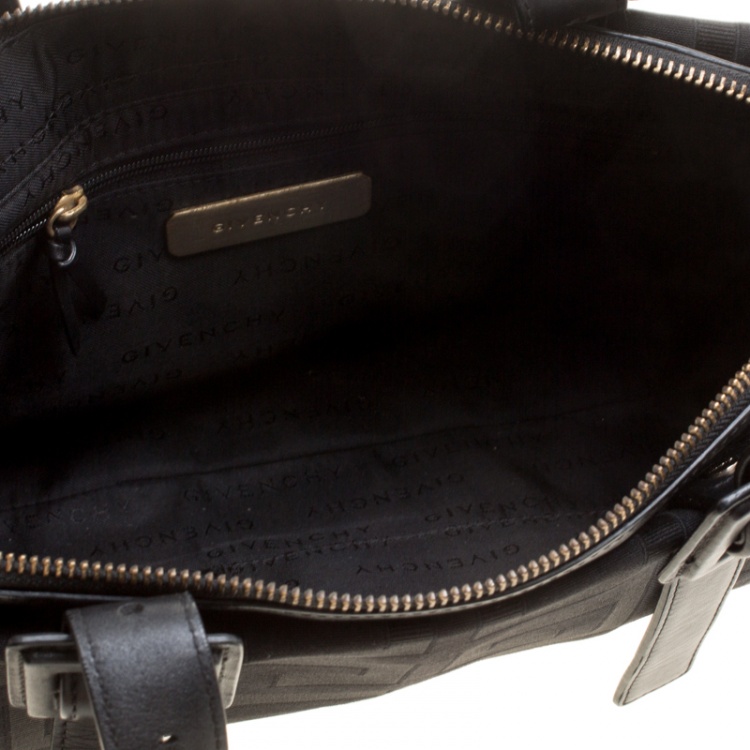 Pre Owned Givenchy Black Signature Canvas and Leather Boston Bag